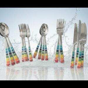 Vintage Fiesta Celebration Stainless Steel 20pc Flatware Service for 4 Retired